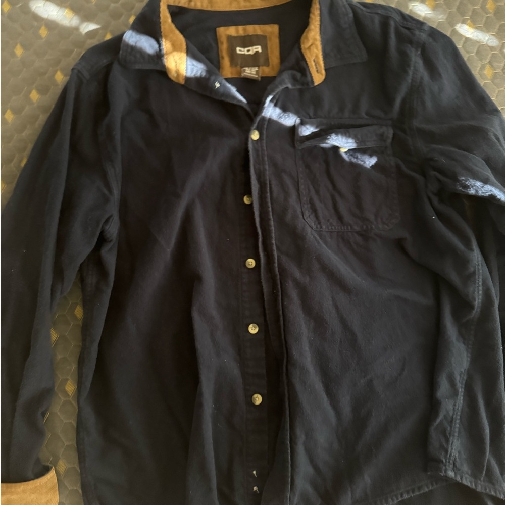 EGR Men's Navy Shirt Jacket with Tan Accents